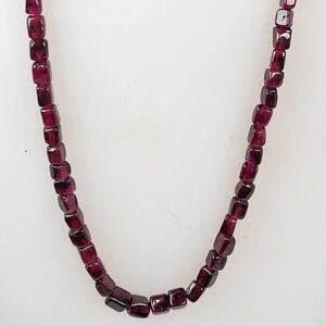 Garnet Beaded Necklace Red Brass Barrel Clasp 18 in Stones Tested